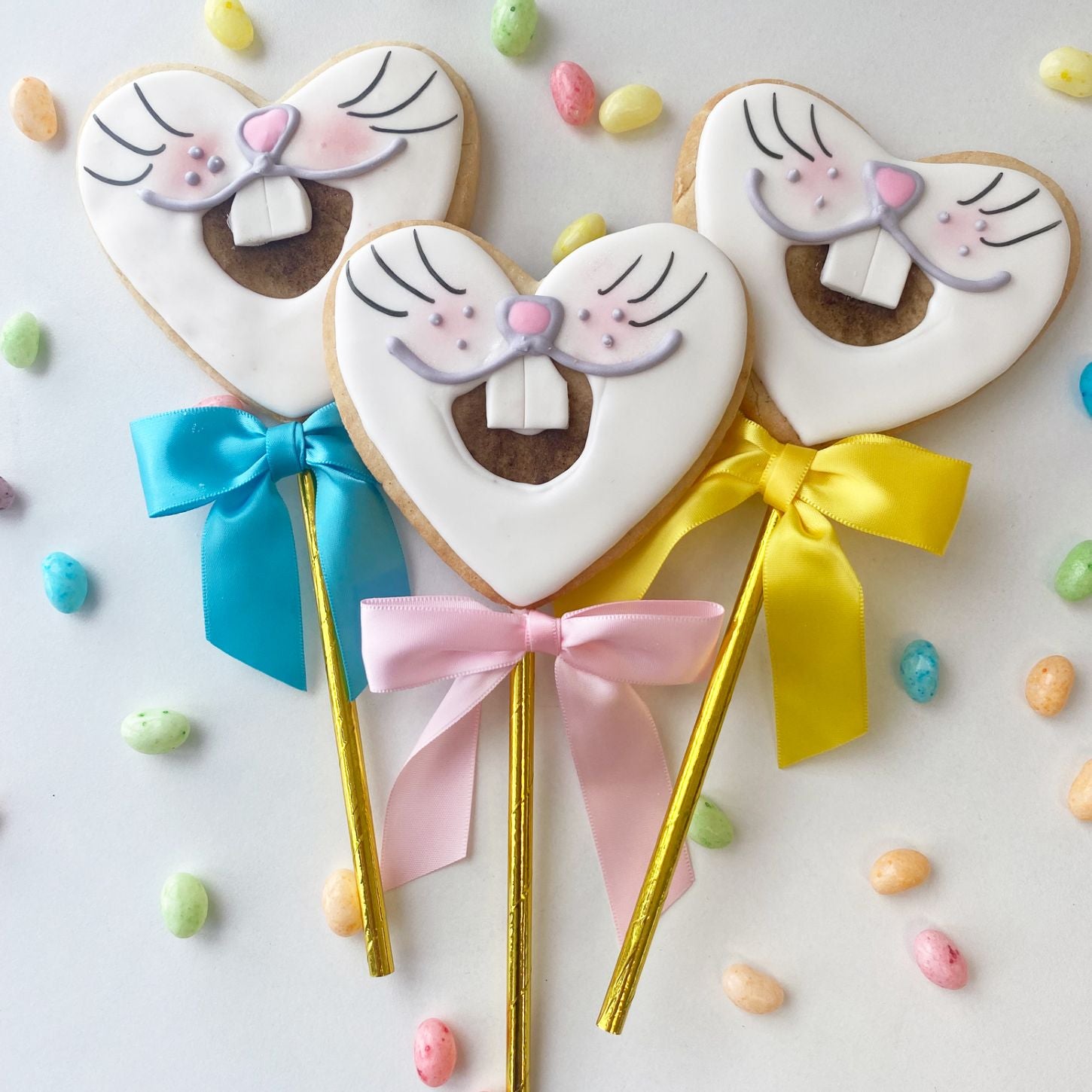 Easter Bunny On Stick Sugar Cookie